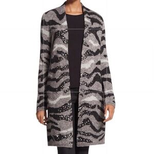 Chico’s Zebra Print Cardigan Sweater Duster Size Medium